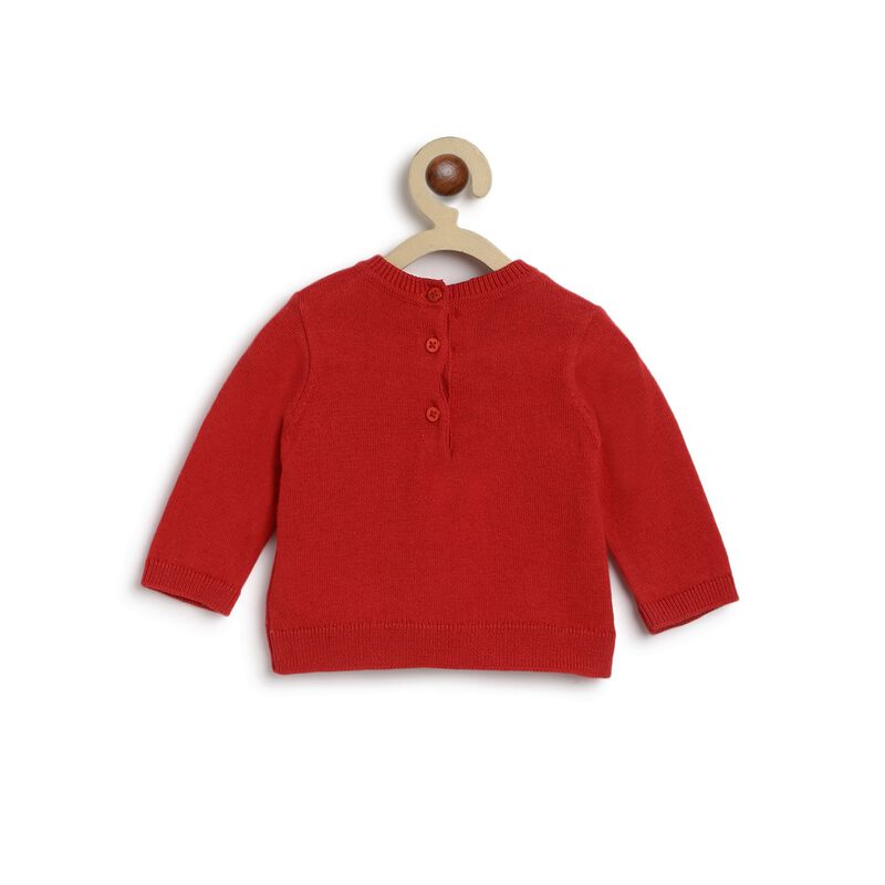 Girls Medium Red Tricot Pullover with Print image number null